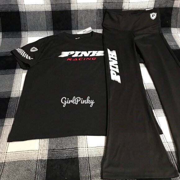 victoria secret PINK RACING flare leggings & SHORT SLEEVE TEE IN ALL SIZES - Picture 7 of 11